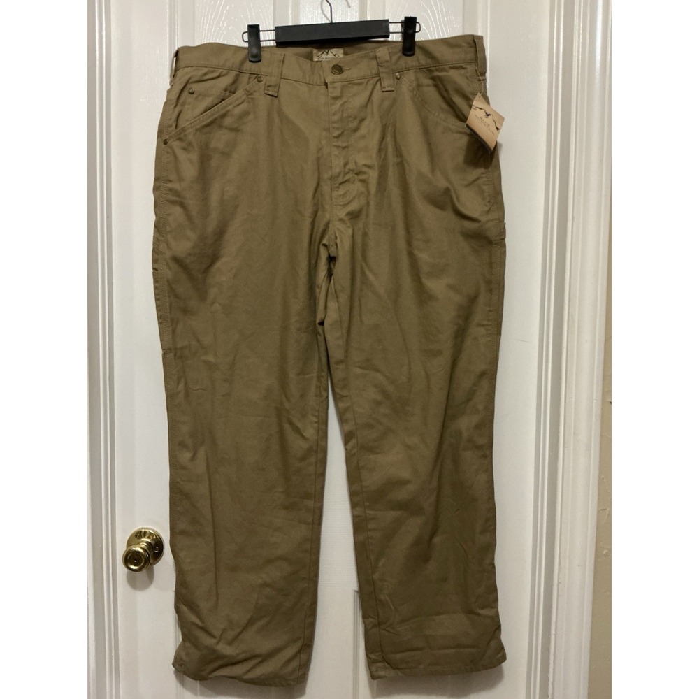 Blue Mountain Men Pants 40x30 Flannel Lined NWT Canvas Pants Elmwood Tan